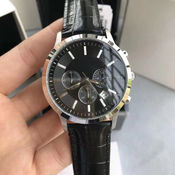 Luxury brand AR men's watch 2018 fashion leather men's quartz watch casual men's business watch relogio masculino