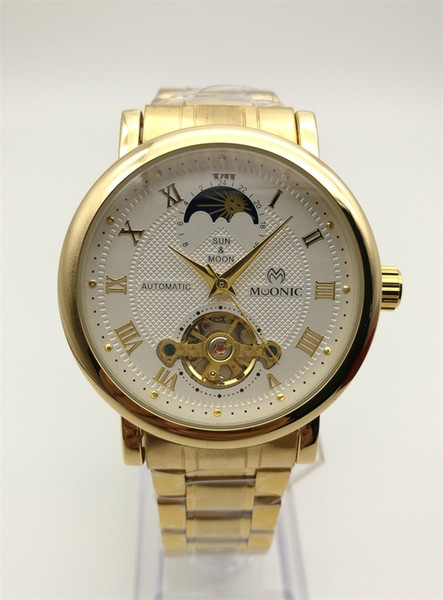 Mechanical Man's Watches Antique Flywheel Watch Waterproof Stainless Steel Strap Golden Personality Luxury Jewelry Brand Winner Watch