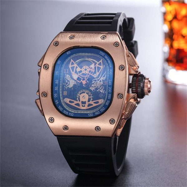 New Luxury Skull sport Watches Men's Casual Fashion Skeleton Hollow Men's Quartz watches Wholesale Free Shipping