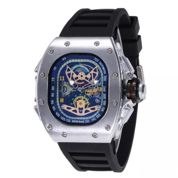 Top Quality Casual Fashion Hollow Watches Men's Luxury quartz watches Skull watch silicone band Stainless steel watch for men Halloween