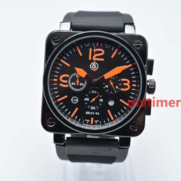 Rose Gold Quartz Chronograph Luxury Sport Black Rubber BR PVD Dive 46mm Mens Designer Watches Men Wristwatches Reloj de lujo Watch