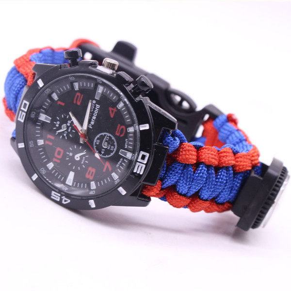 High Quality 550 Outdoor Survival Watch Bracelet with Compass Paracord Thermometer Whistle free shipping can accept samll quantity