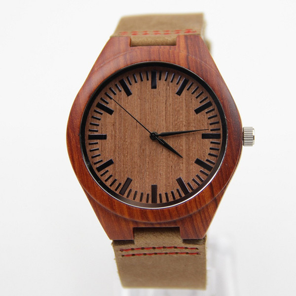 Hot Japan quartz movement 2035 Wood Watches Men Natural Bamboo Wooden Watches With Genuine Cowhide Leather Idea Gifts Father's day gifts