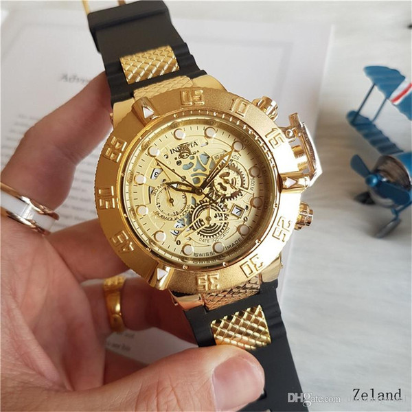 Top Design Brand All Pointers Work Men Fashion Watches Durable Rubber Band Chronograph Watch Quartz Watch Holiday Gift montre homme