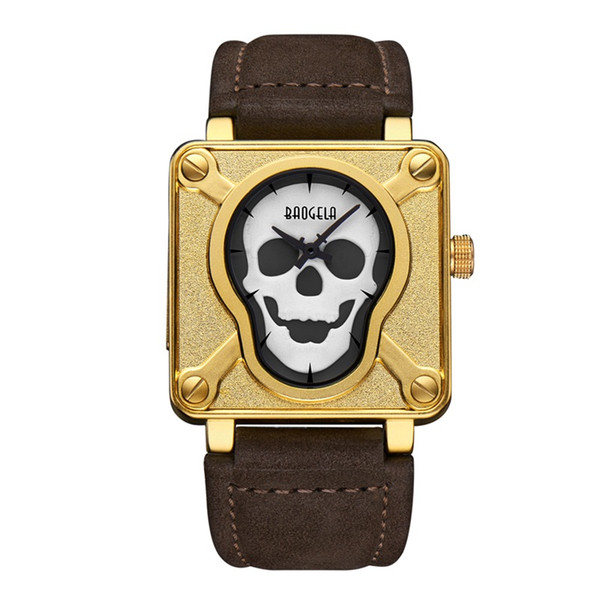 Baogela Skull Pirate Quartz Men Watches Luminous hands Waterproof Clock Male Sports Skeleton Watch El esqueleto Relogio Masculino 1701