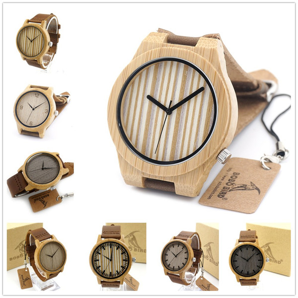 Handwork Men's Wood Watches Bamboo Cowhide Leather Strap Wristwatch Fashion Luxury Watch for Men Women Quartz High Grade 13 Styles Vintage