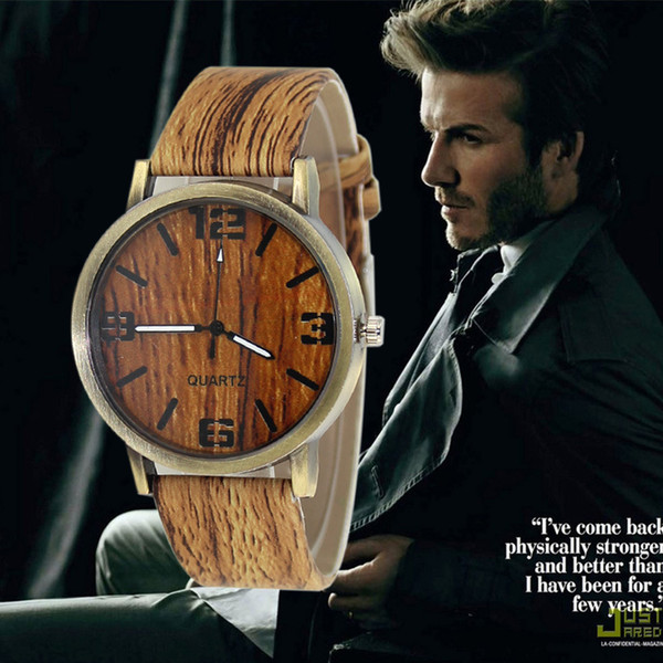 Fashion personality watch, Geneva four figures men and women popular imitation wood watch, fashion green ancient wood grain watch wholesale