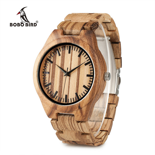 BOBO BIRD WG22 Top Quality Wood Watch for Men Wooden Fashion Brand Designer Full Zebra Watches Wooden Box S914