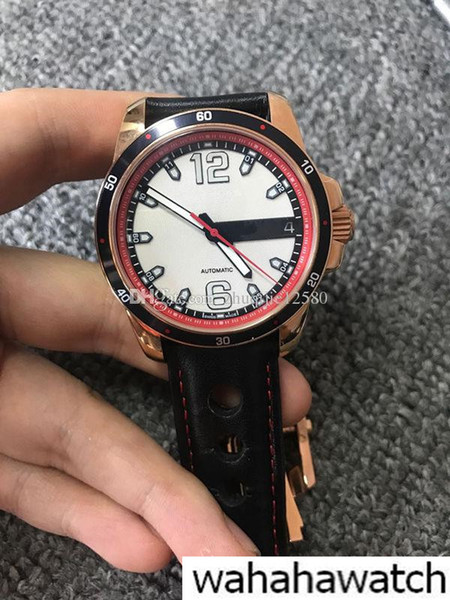 2018 New style antique mens watch classic 42mm white dial black case leather strap male watches automatic movement watches