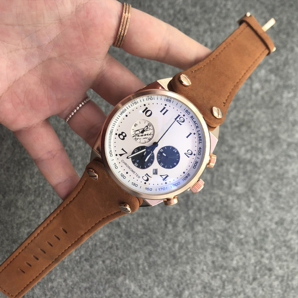 2019 A3AA hot style first layer real cowhide waterproof men's vintage watch with a six-pin large digital dial face