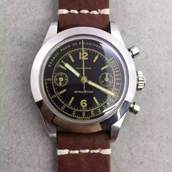 VINTAGE chronograph chrono working 7750 manual hand winding mechanical 40mm men watch sapphire crystal wristwatch water resistant