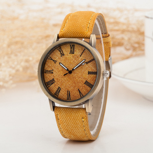 Antique Ladies Watch New Clock Quartz PU Leather Wristwatches for Women Gift Black Yellow Red