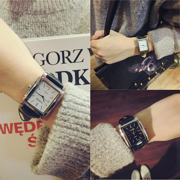men's square watch Temperament Retro Square clock Leather Wild Literary Student Couple Watch Lover's Watches