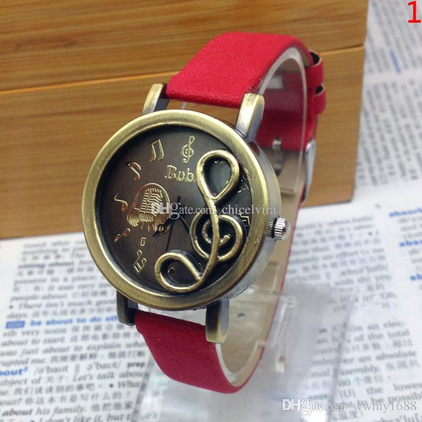 Women Retro Vintage music Watches Quartz Music Note PU Leather Wristwatches Luxury Women's Dress Watches Fashion Bracelet Watches