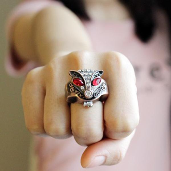 Fashion Fox Rhinestone Watch Finger Ring Watch Women Crystal Alloy Case Jewelry Gifts For Lover Gift LL@17