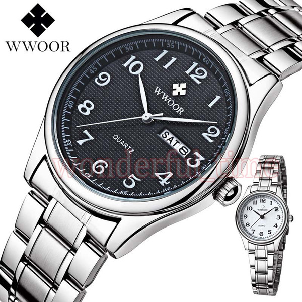 MOQ=1PCS High Quality Fashion Elegant Lover's Retro Round Quartz Wristwatches Waterproof Calendar Week Steel Strap 2 Colors Free Shipping
