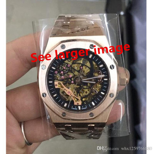 2018 Top luxury mens watch Sapphire Glass 15407ST.OO.1220ST.01 series 41MM skeleton dial multi-color automatic movement original 316L strap