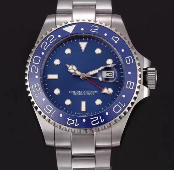 High Quality AAA Luxury Stainless Steel Blue Ceramic Bezel Dial Men Automatic Wristwatches Date Antique Mens Mechanical Watch Free Shipping