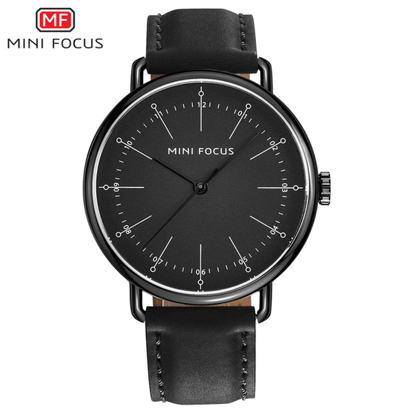 MINIFOCUS Antique Mens Quartz Watch European Style Men Leather Strap Japan Movement Analog Wristwatches Relogio Masculino MF0056G