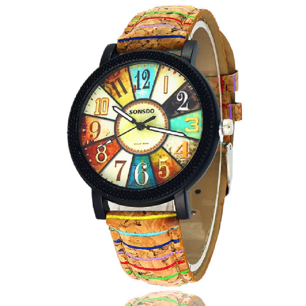 Retro Wooden Watch PU Leather Wrist watches Women Men Classic Watches Roman Number Quartz Movement Watches Students Lover Watch 4 Color