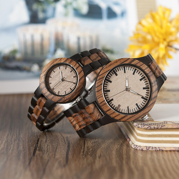 Top Brand Designer Mens Wood Watch Zabra Wooden Quartz Watches for Men Women Watch in Gift Box Lady Wristwatch