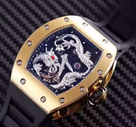 Fashion gold stainless steel Longdae dial Men's mechanical automatic movement watch bracelet men's classical rubber men's watch