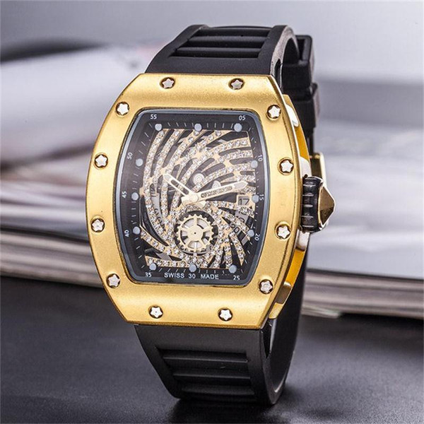 Luxury richard Skull sport Watches diamond men women Quartz Watches Fashion Watch dial inlaid drill Mens Quartz Watches Free Shipping