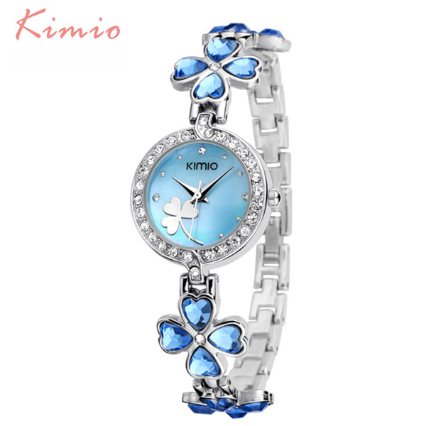 KIMIO Ladies Lucky Clover Love Crystal Strap Austrian Drilling Women Watches 2018 Luxury Brand Quartz Watches Woman Dress ClockY1883104