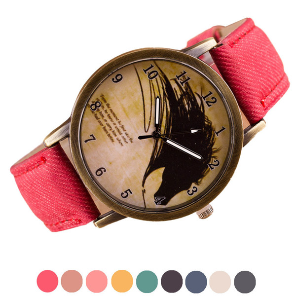 2018 Unisex Retro Clock Wolf WristWatch Women Men Fashion Cowboy Leather Band Analog Quartz Watch Relogios Masculino#77