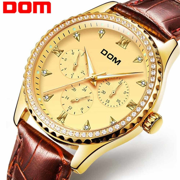 DOM 2018 Brand Vintage Quartz Men Watch Gold Silver Luxury Clock Leather Casual Sport Male Creative Wristwatch Relogio Masculino
