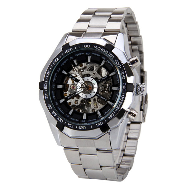 NEW Steampunk Clock Mens Automatic Mechanical Men Wrist Watch Mechanical Wristwatch free ship