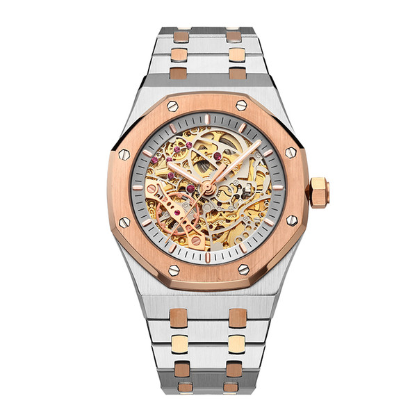 The latest men's watch automation core stainless steel 43mm business sports folding ring watch silver rose gold wholesale FREE SHIPPING