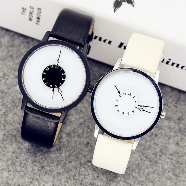 Fashion Creative 3 pointers Watches concept Simple Unisex Wristwatch Quartz Watch Men Women Student Black White Clock relogio