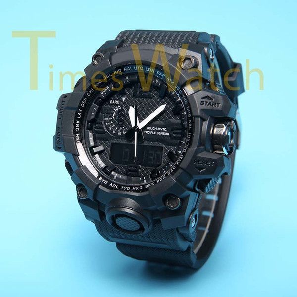 Hot New Men's Sports Watches GWG1000 Dual Display LED Digital Fashion Army Military GMT Waterproof Shocking Relogio Masculino 10 Colors