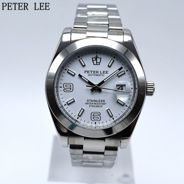 High quality 42mm Peter Lee brand automatic mechanical stainless steel luxury mens watches simple casual analog day date designer watch gift