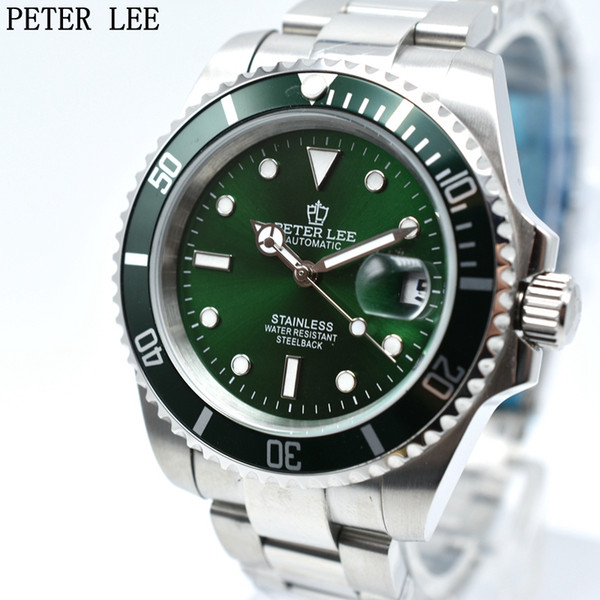 Hot sale 42mm Peter Lee brand automatic mechanical stainless steel luxury mens watches ceramic bezel day date classic designer watch gifts