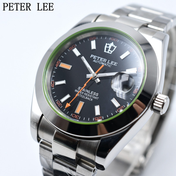 High quality 42mm Peter Lee brand automatic mechanical stainless steel luxury mens watches personalized analog day date designer watch gifts