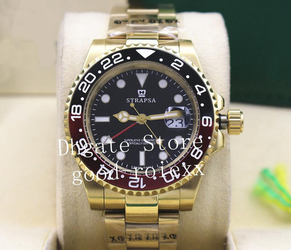 Luxury Mens Black Red Bezel Watch Automatic 2813 Gold Gmt II Watches Men Sport 126710 Master 126711 Batman Perpetual 116710 Wristwatches