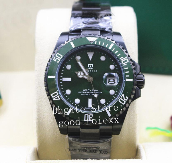 Mens Automatic 2813 Luminous Black Pvd Watch Men Green Ceramic Bezel Sport Superlative Sapphire Sub Watches Men's Dive Oyster Wristwatches