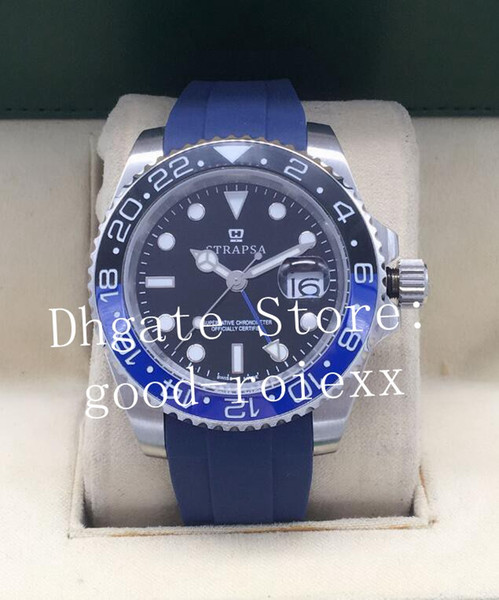 Mens Ceramic Bezel Mechanical 2813 Batman Master Watch Men Color Oysterflex Rubber Gmt 116713 126711 126715 116710 126719 126710 Watches