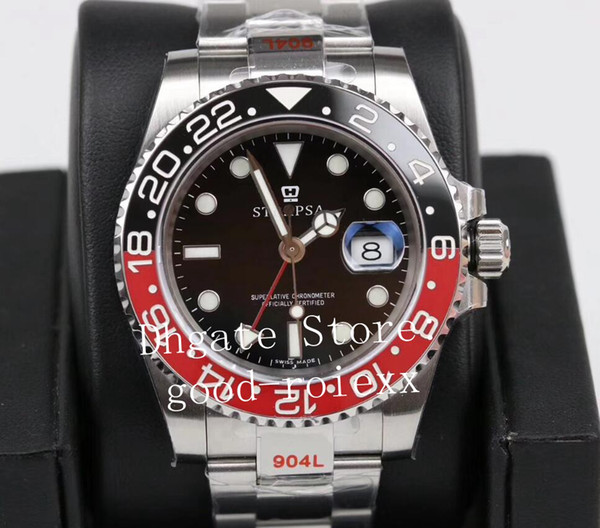 Top Wristwatches Mens Red Black Ceramic Bezel GM Factory Automatic ETA 2836 Watch Men 904L Steel Gmt II Batman 116710 Pepsi Master Watches