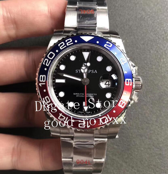 Sapphire Black Dial GM Factory Watch Men's Automatic ETA 2836 Master Men 904L Steel Bracelet Gmt II Pepsi 126719Blro Swiss 126719 Watches