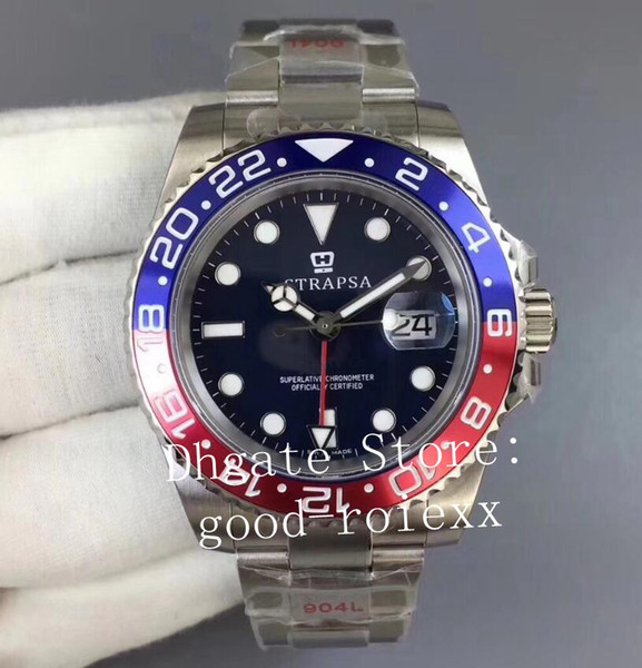 New Products Red Blue Ceramic Bezel GM Factory Watch Men's Automatic ETA 2836 Master Men 904L Steel Perpetual Gmt II Pepsi 126719 Watches