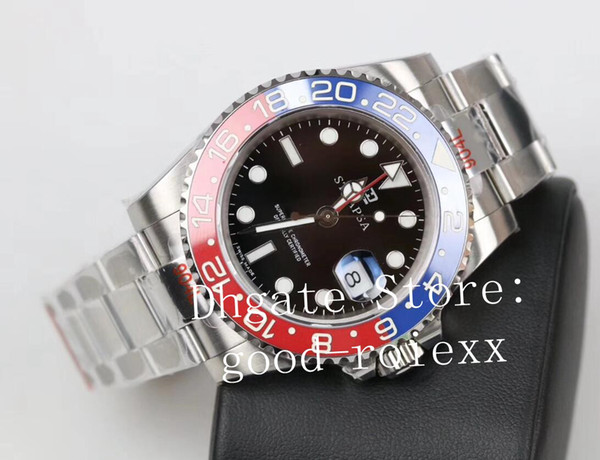 Top Baselworld Blue Dial Ceramic Bezel GM Factory Watch Mens Automatic Cal.3285 904L Steel Men Gmt II Pepsi 126719 BLRO Eta Sapphire Watches