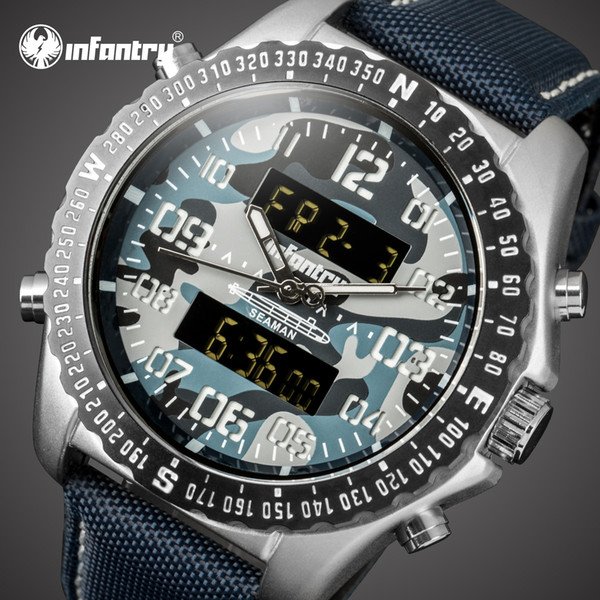 INFANTRY Famous Brand Watch Men's Sports Watch Military Digital LED Watches Day Date Army Designer Fashion Wristwatch for Men Nylon Strap