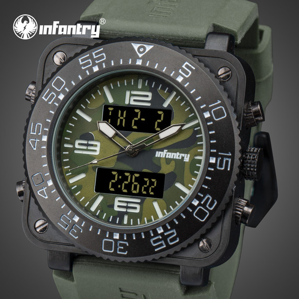 INFANTRY Mens Digital Quartz Wrist Watch Sport Fashion Watches Military Army Wristwatch Date Day Camouflage Rubber Strap montre homme