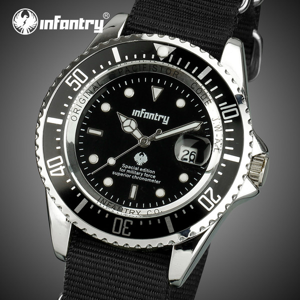 INFANTRY Famous Brand Men's Sport Watch Date Military Watches Army Tactical NATO Strap Nylon Fashion Wristwatch for Men Outdoor Clock Tag