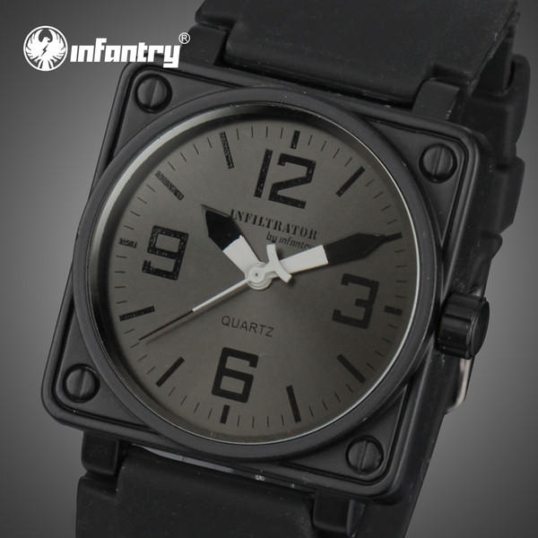 INFANTRY Famous Brand Watch Men's Sports Watch Military Black Rubber Watches Army Designer Fashion Casual Wristwatch for Men male clock