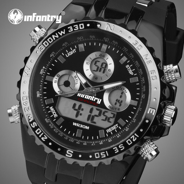 INFANTRY Famous Brand Watch Men's Digital Sports Watches Military Black Rubber Army Designer Fashion Wristwatch for Men montre homme clock