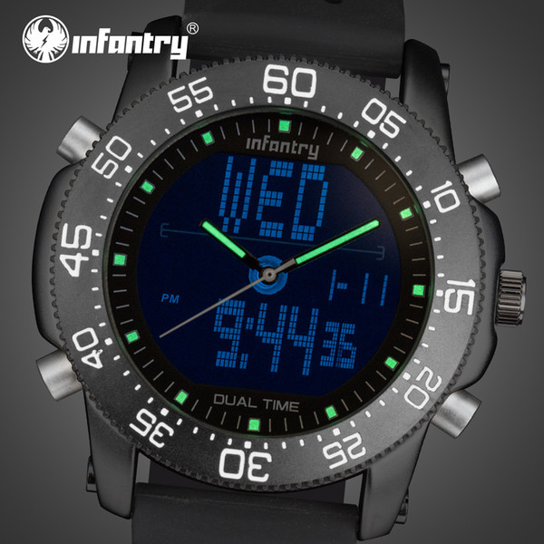 INFANTRY Famous Brand Watch Men's Digital Sports Watches Military Pilot Black Rubber Designer Fashion Wristwatch for Men montre homme clock